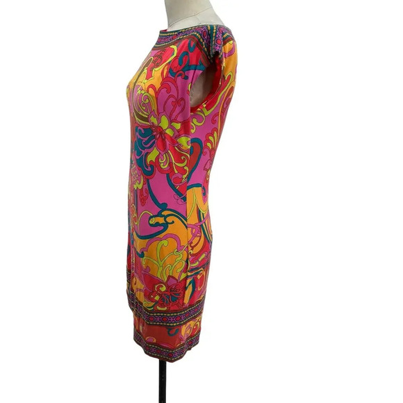 Trina Turk Felana Shift Dress Floral Paisley Print Multicolor Red Size 4 - Picture 6 of 10